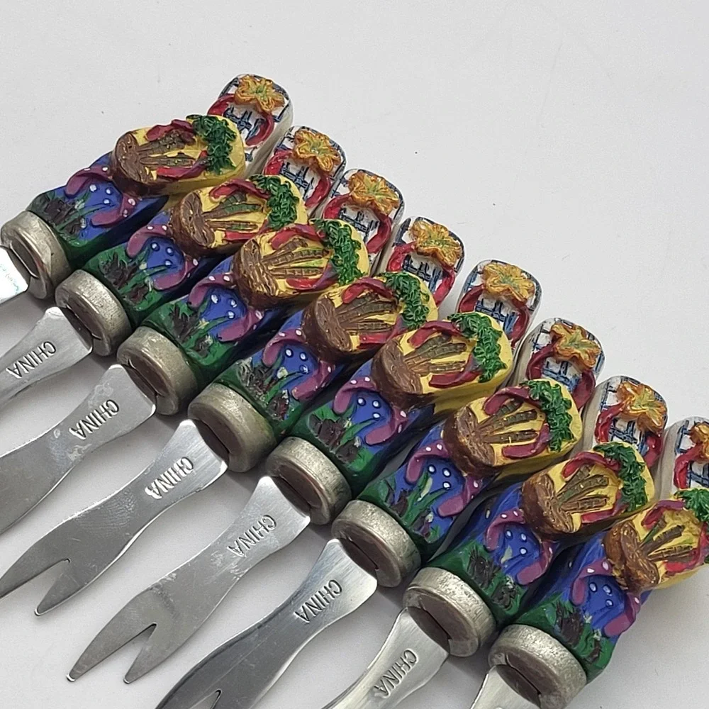 Appetizer Forks Novelty Flip Flops, Palm Trees & Fish Summer Cocktail Set Of 8